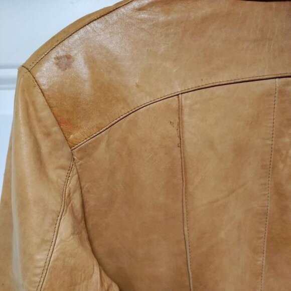 Vintage 70's Mens Butter Soft Tan Leather Blazer M - Picture 6 of 16
